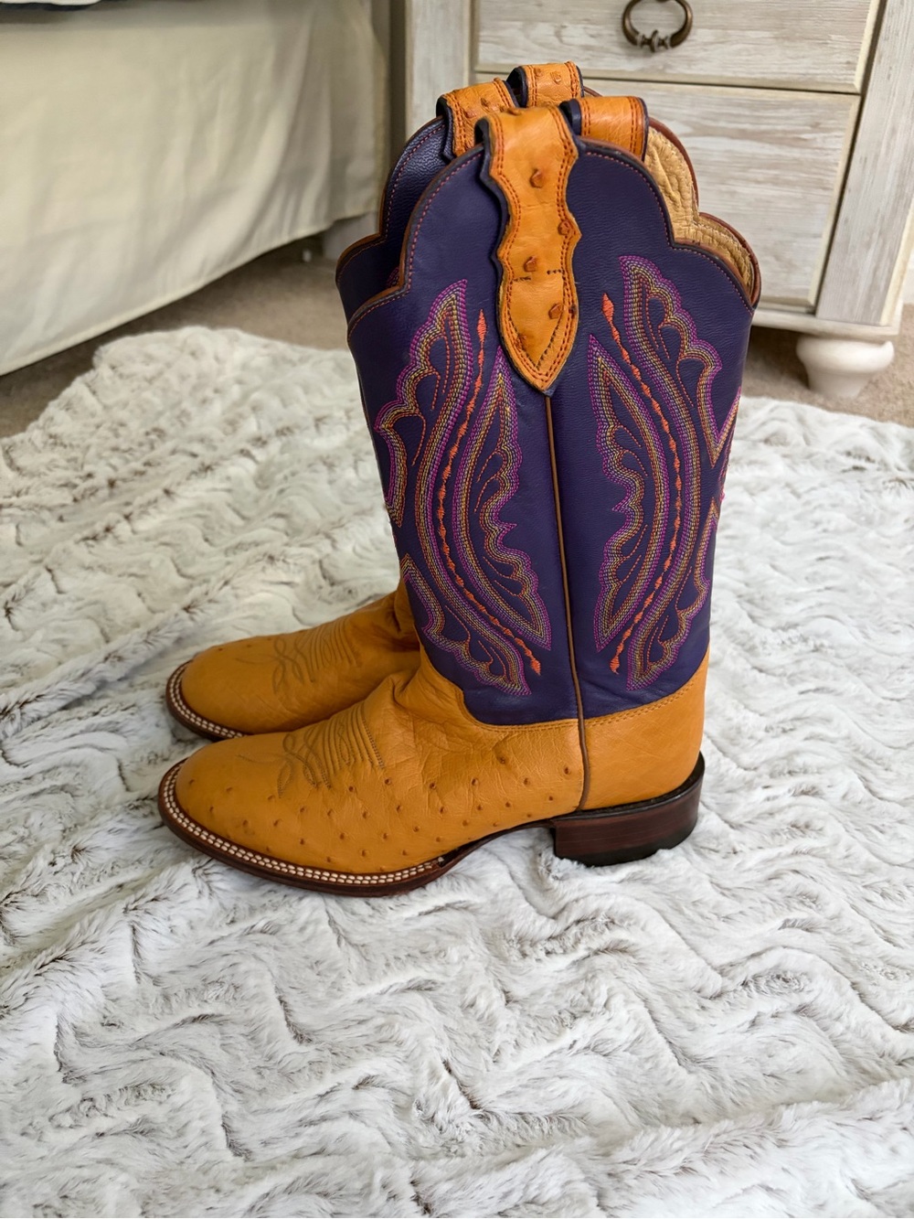 Women's Two-Tone Purple & Tan Western Cowboy Boots - Picture 3 of 7